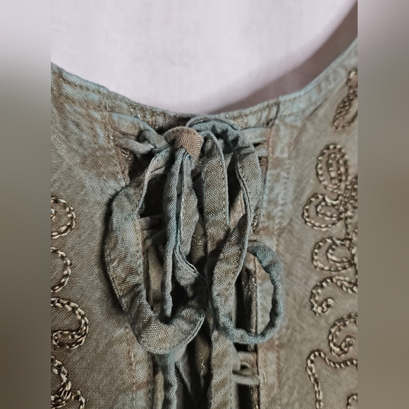 Scully Lace Up Dress Custom Hand Dyed Green And Teal Sz L - Picture 9 of 14